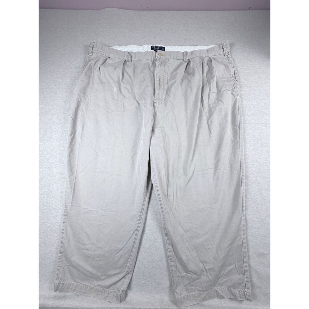 Polo Ralph Lauren Men Khaki Big Andrew Pant 52/32 100% Cotton Work Dress Formal